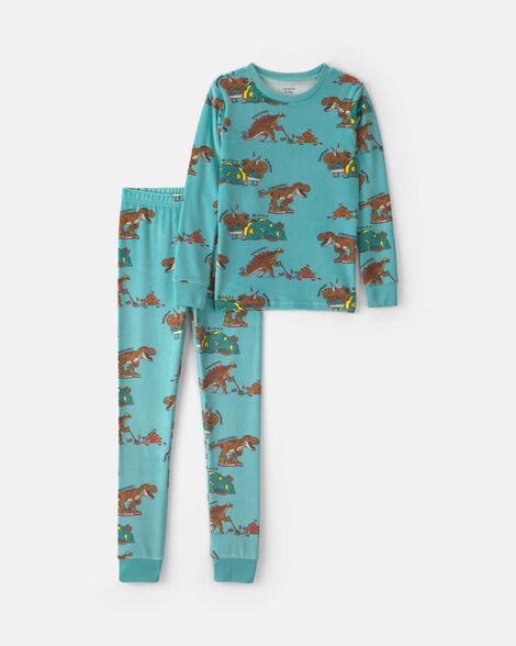 boys 2-piece dino dreamplush snug fit pajama set - green