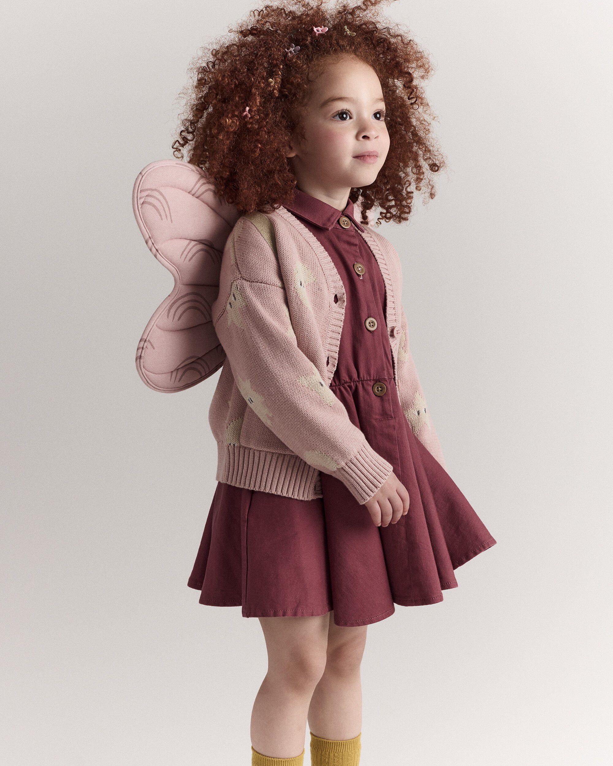 Toddler Girl Rainbow Dress Up Wings - Light Pink
