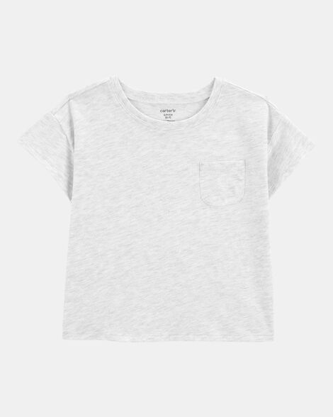 kid solid short-sleeve fashion top - grey