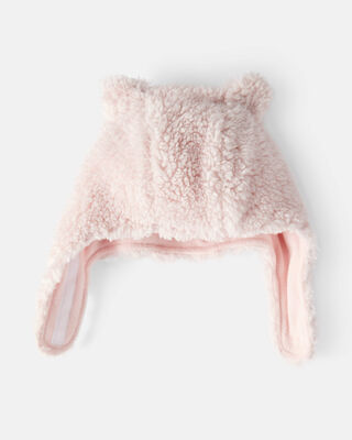 Product image 2 of Baby Girl Sherpa Winter Hat & Mittens Set - Pink