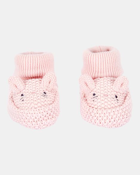 baby bunny crochet booties - pink