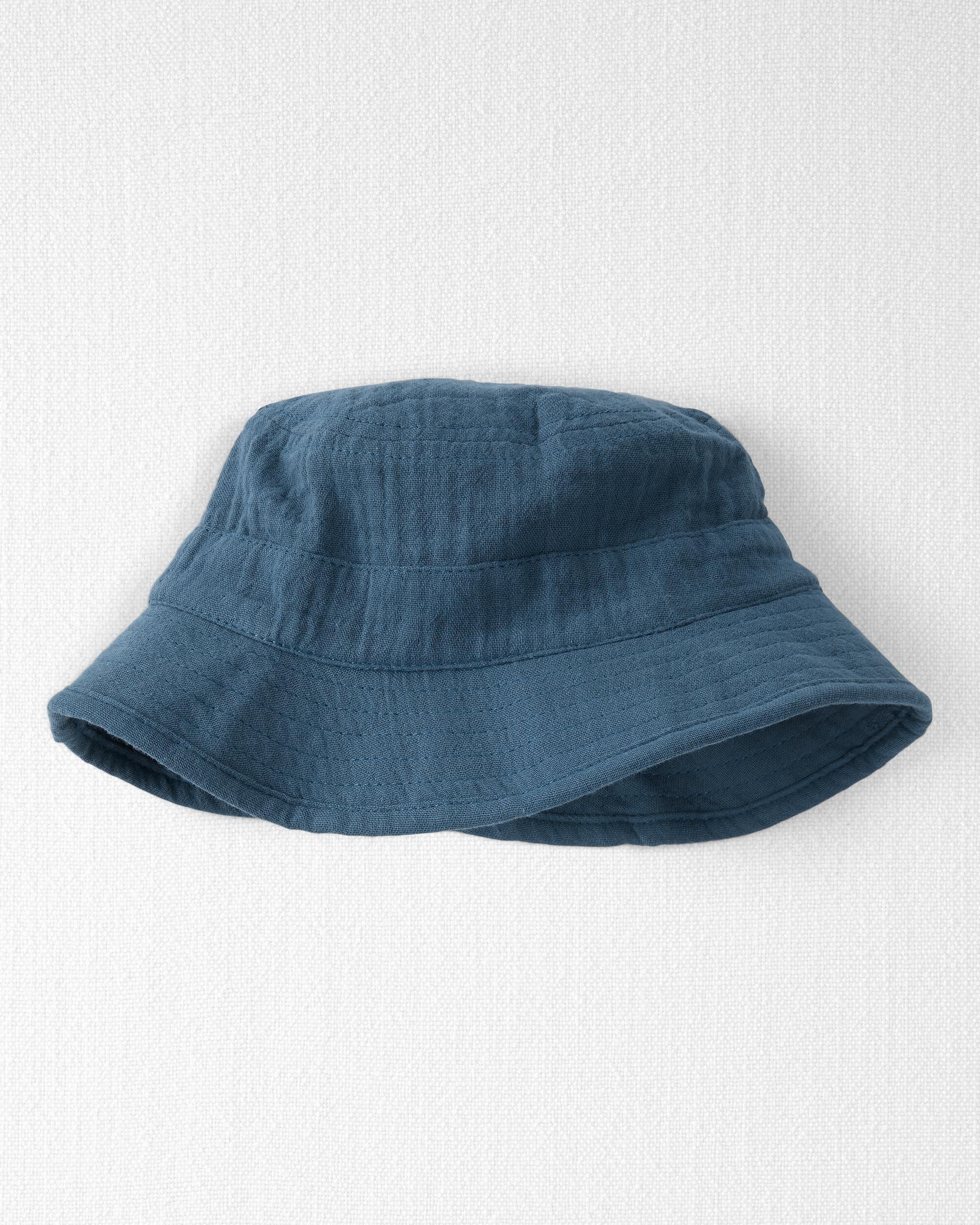 Baby Deep Teal Cotton Gauze Bucket Hat 