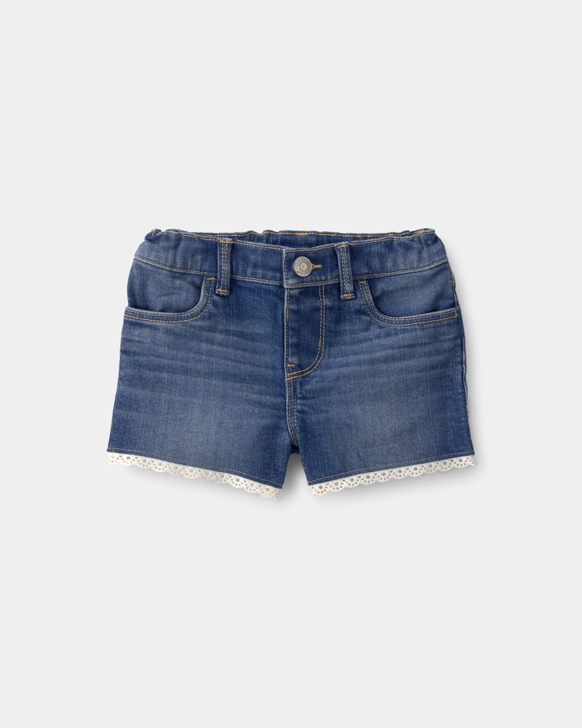 OshKosh Bgosh Toddler Girl Eyelet Trim Denim Shorts - Dark Wash 2T Blue 12$