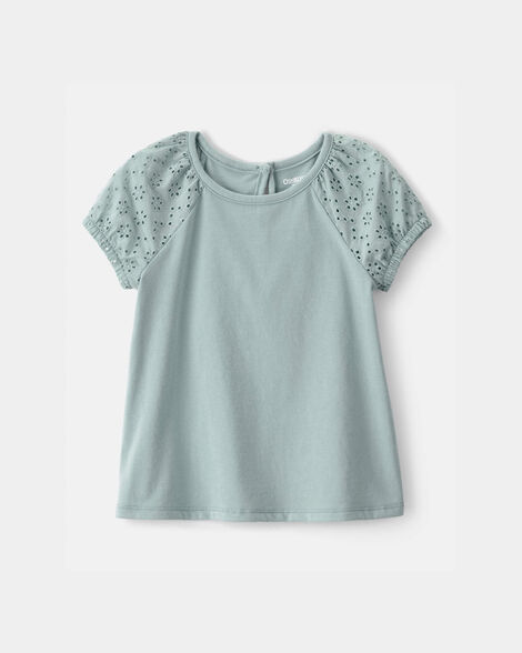 Toddler Girl Eyelet Short-Sleeve Top - Green