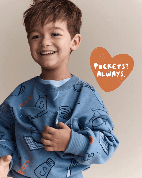 Toddler Baking Wide-Arm Pocket Sweatshirt - Teal