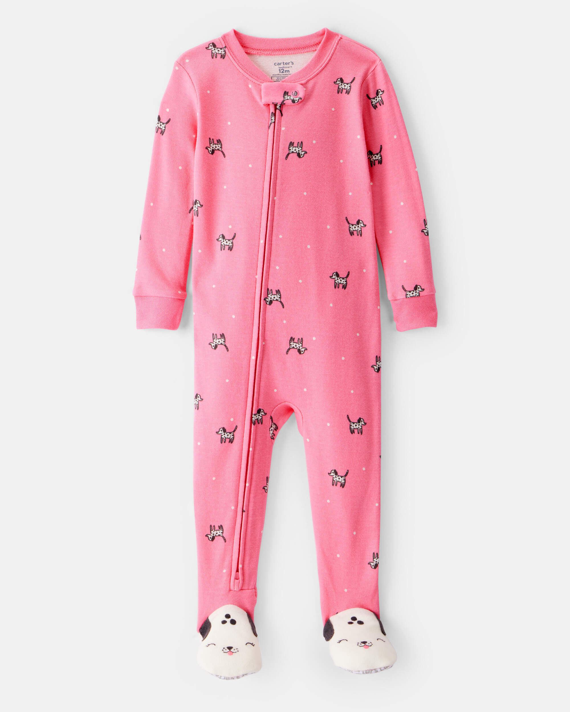 【希望者のみラッピング無料】 Girl Toddler 1-Piece Pajamas Footie Cotton Fit Snug 100% Dog ミュージック
