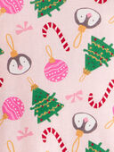 Pink - Baby Christmas Ornament Print 100% Cotton Long-Sleeve 2-Piece Pajamas - Pink, Selected