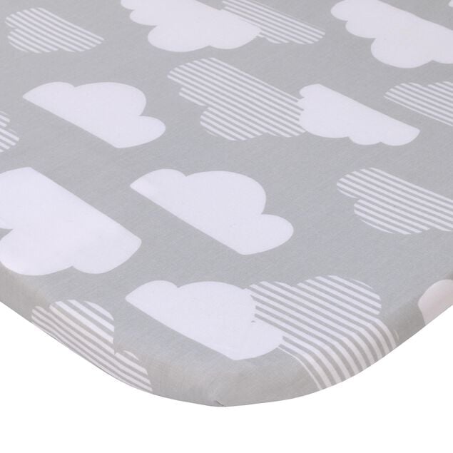 Product image 1 of Skip Hop Cozy-Up 2-in-1 Bedside Sleeper 100% Cotton Fitted Bassinet Sheet - Grey & White Clouds