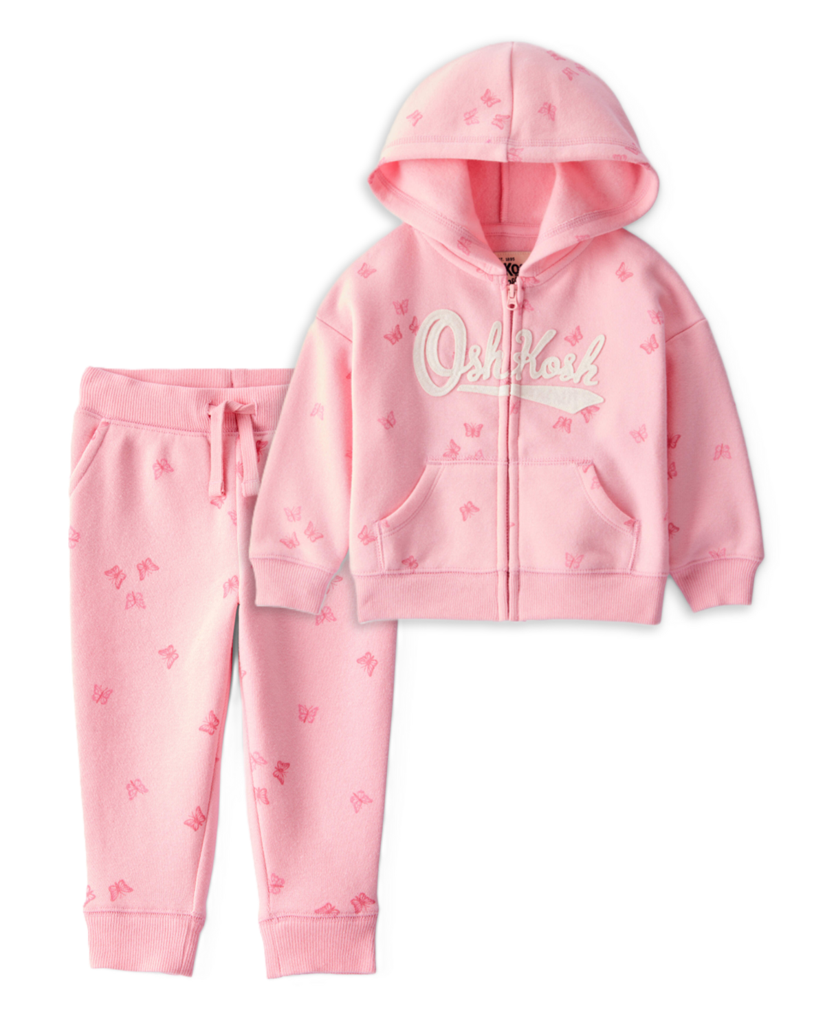 Toddler Girl 2-Piece Butterfly Print Logo Zip Jacket