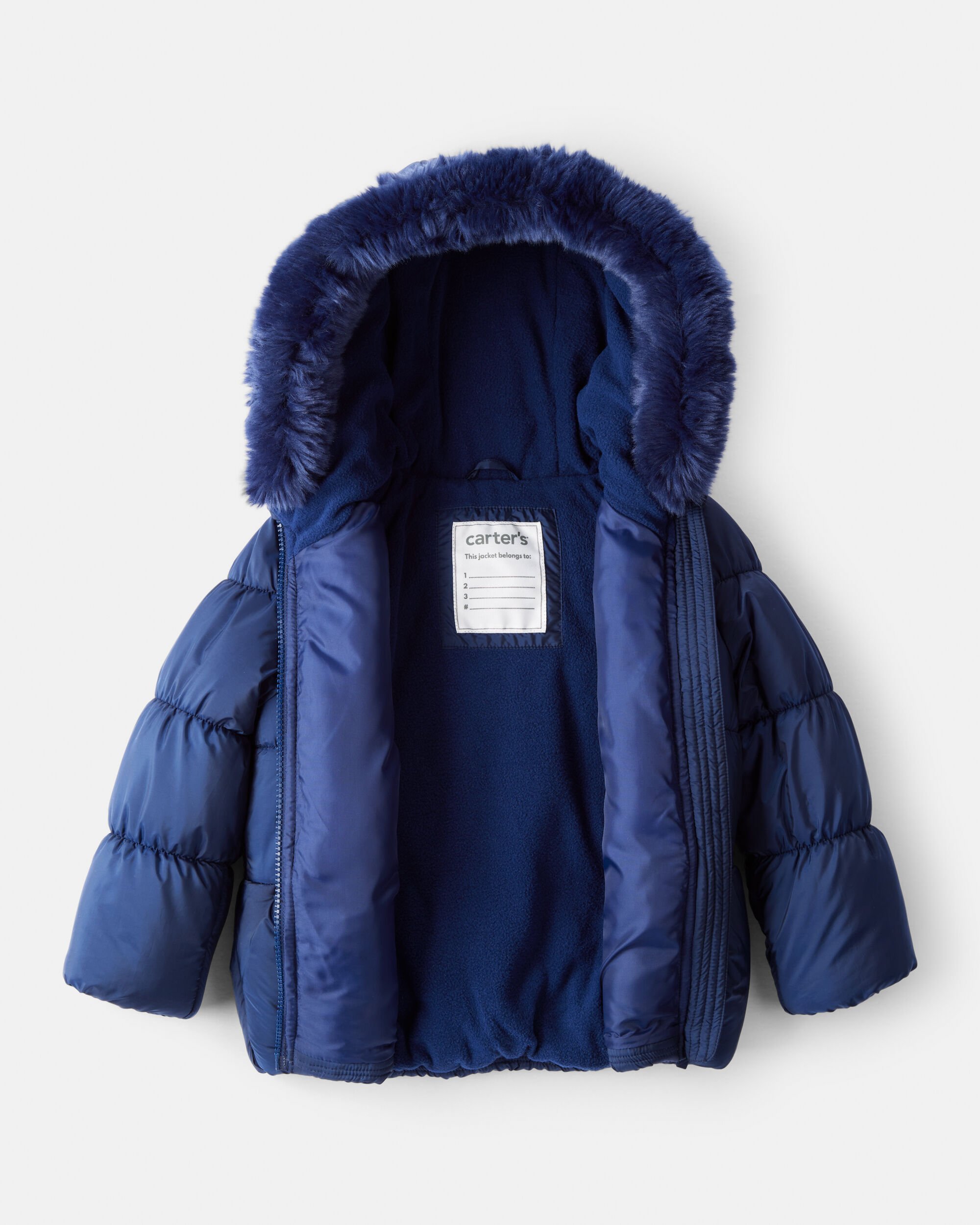 Toddler Girl Hooded Puffer Jacket - Navy