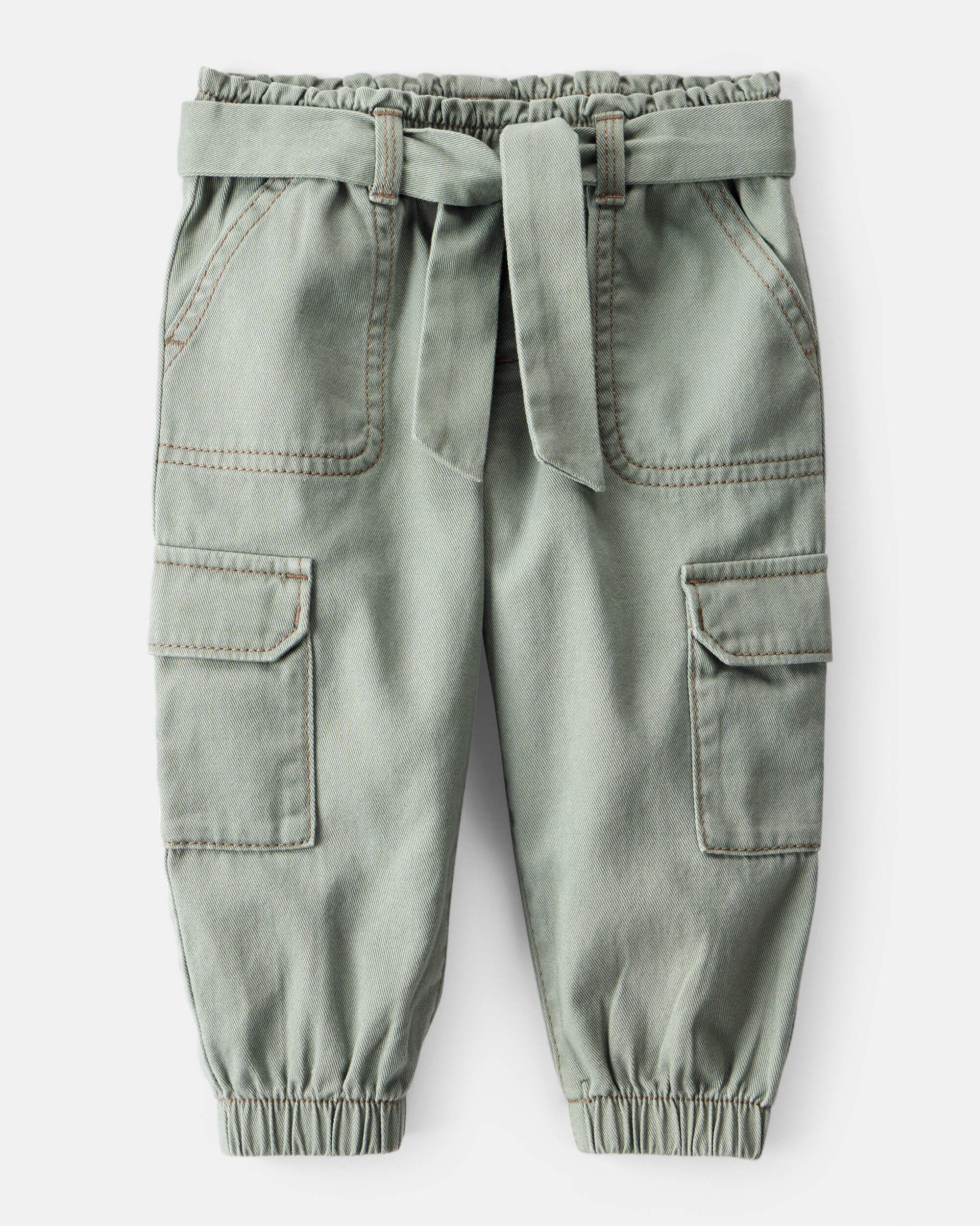 Baby Girl Cotton Cargo Joggers - Green