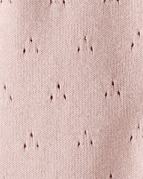 Baby Girl Organic Cotton Sweater Knit Pointelle Jumpsuit - Pink