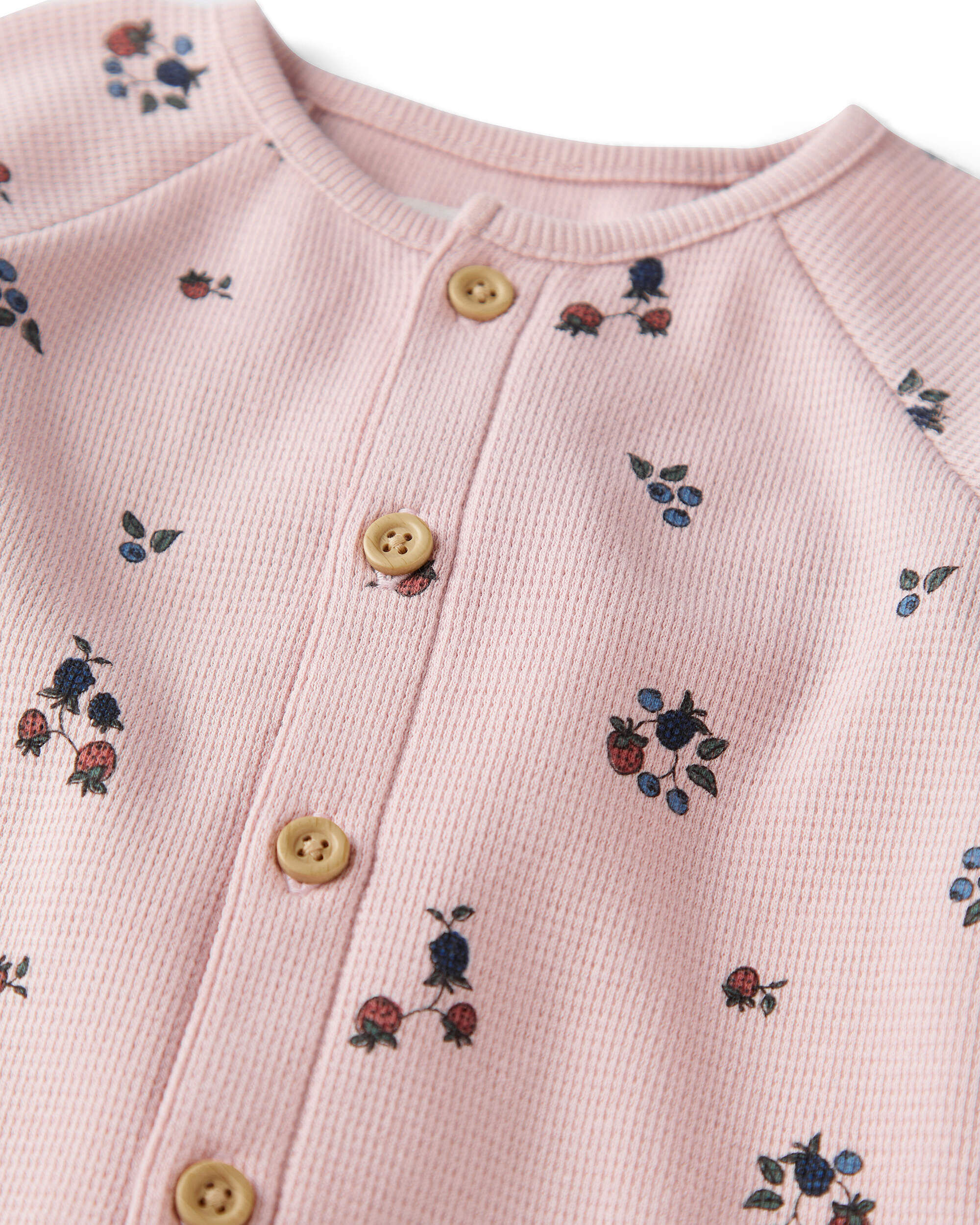 Baby Organic Cotton Waffle Knit Jumpsuit in Berry Blossom