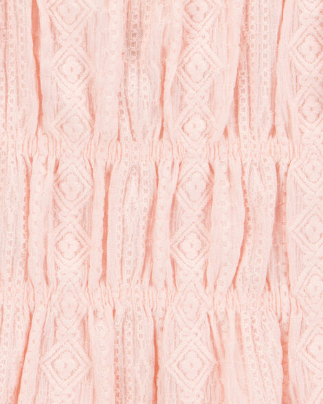 Product image 3 of Kid 2-Piece Ruched Textured Tank & Pull-On Smocked Shorts Set - Pink