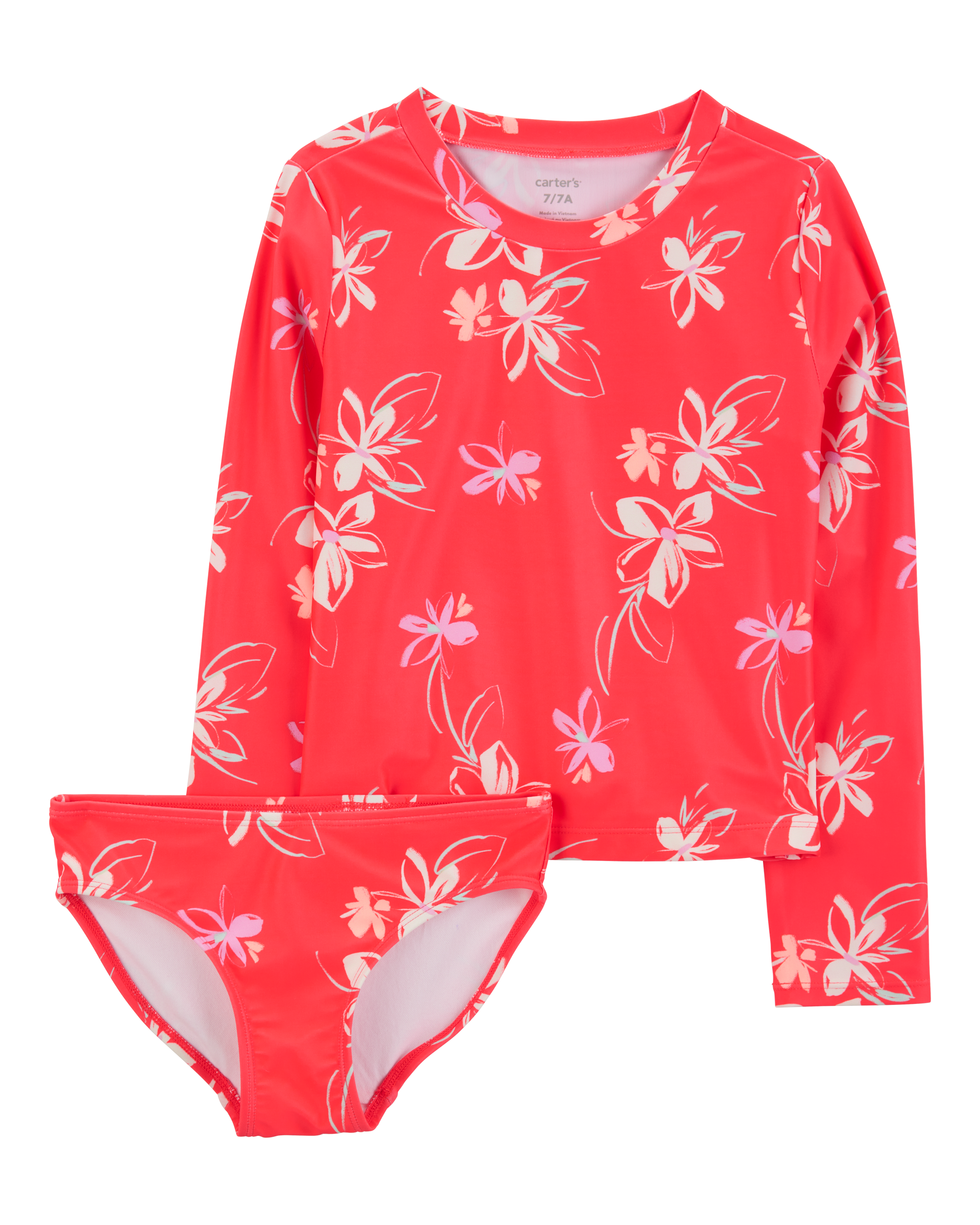 Girls 2-Piece Floral Rashguard Set