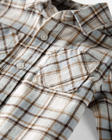 Product image 2 of Baby Organic Cotton Herringbone Button-Front Shirt in Plaid