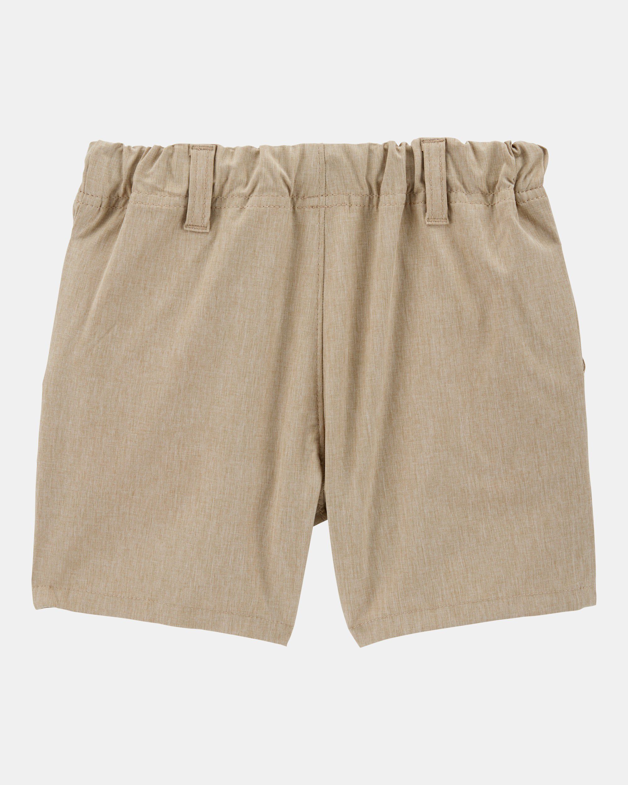 Boys' Cotton Drawstring Shorts - Khaki, Casual Elastic Waist, 5" Inseam