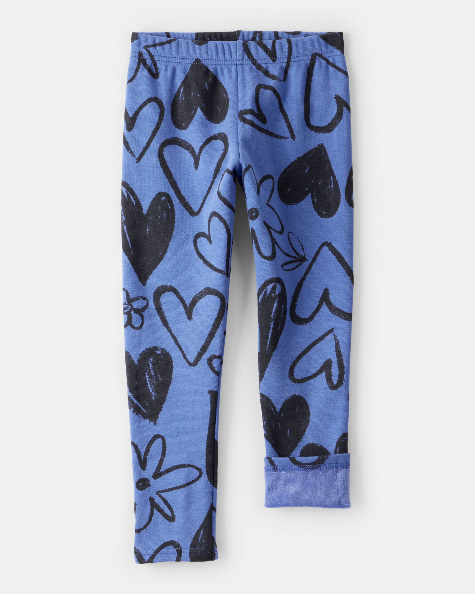 Girls Heart Pull-On Stretch Cozy Leggings - Blue