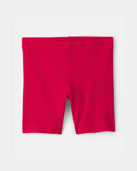 toddler girl rib bike shorts - red