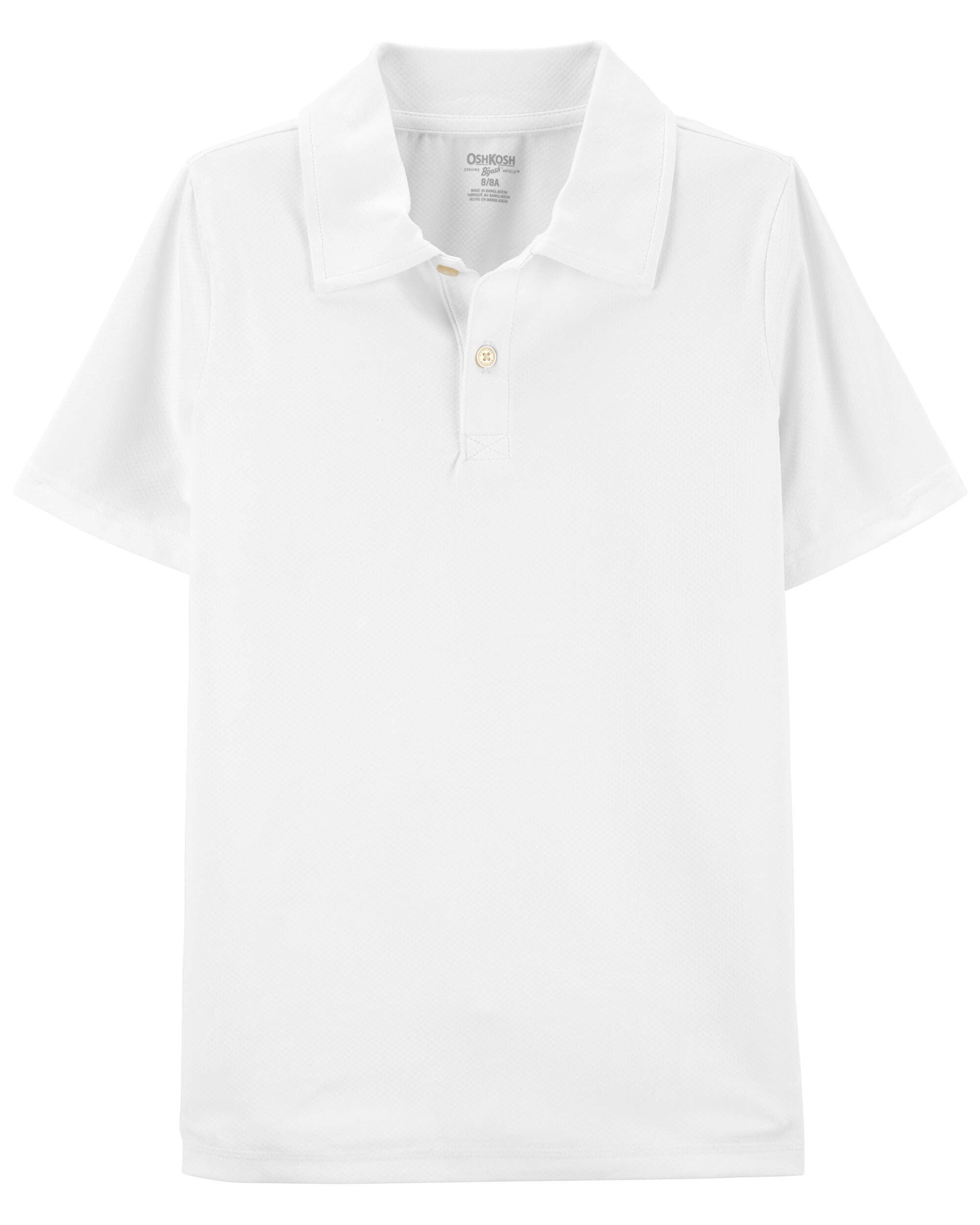 Kid Active Polo in Moisture Wicking BeCool™ Fabric - White