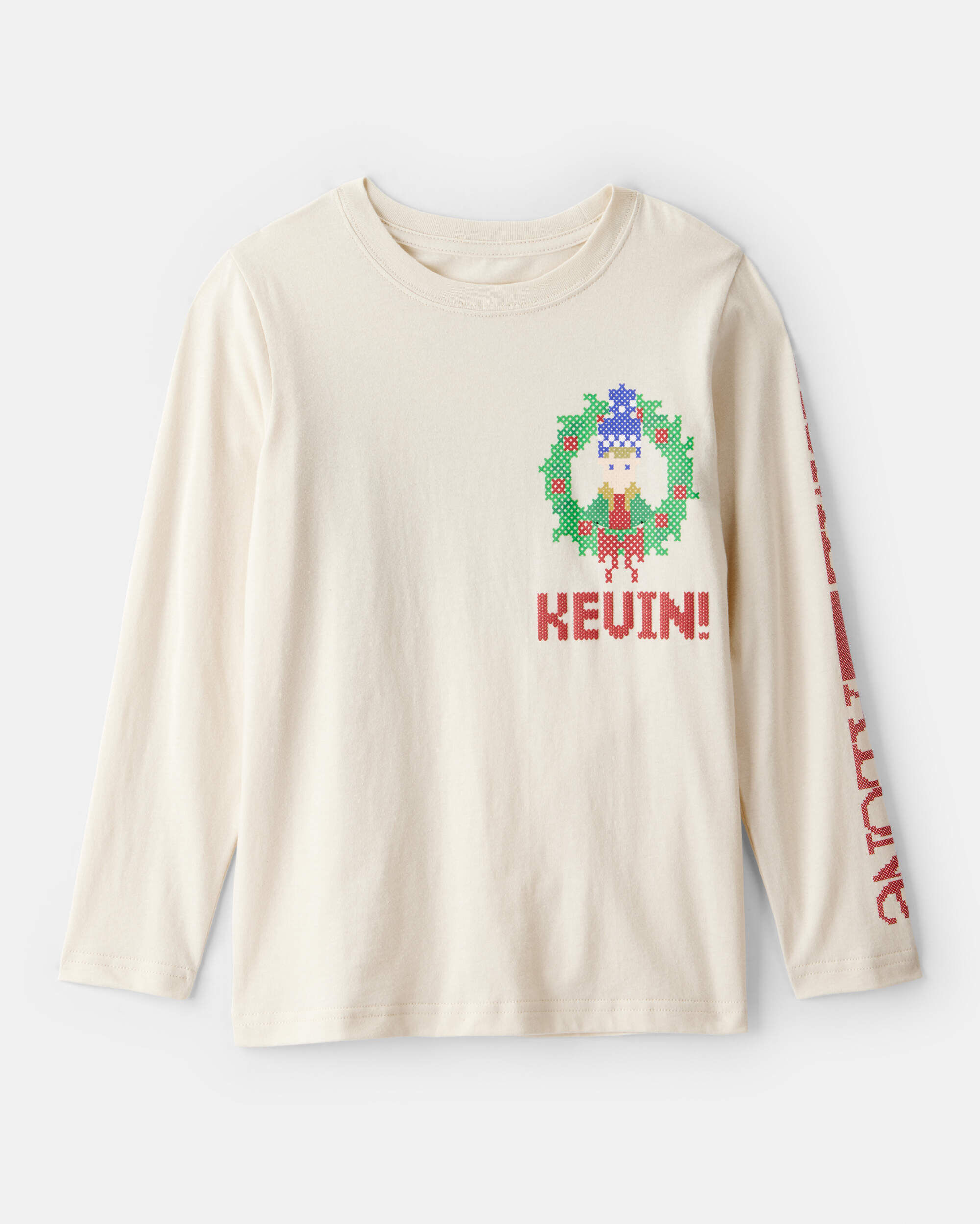 Boys Christmas Home Alone Long-Sleeve Graphic Tee - Cream