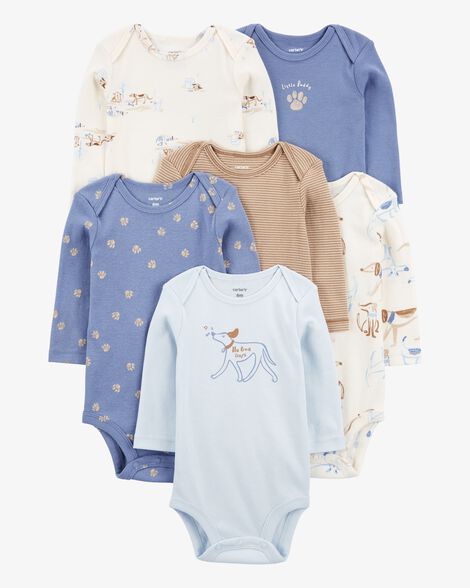  Product image 1 of Baby 6-Pack Dog Long-Sleeve Bodysuits