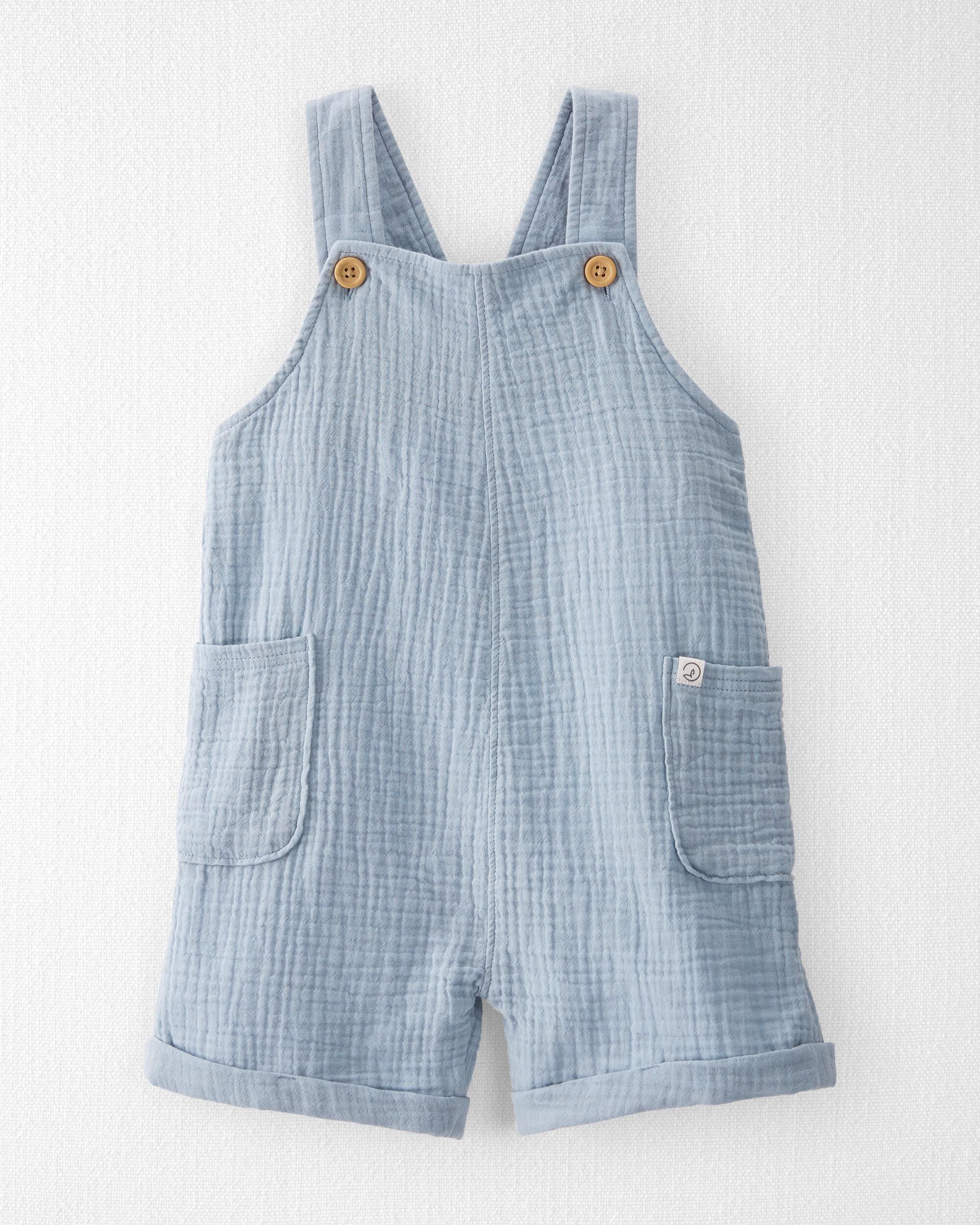 Toddler Organic Cotton Gauze Shortall Blue