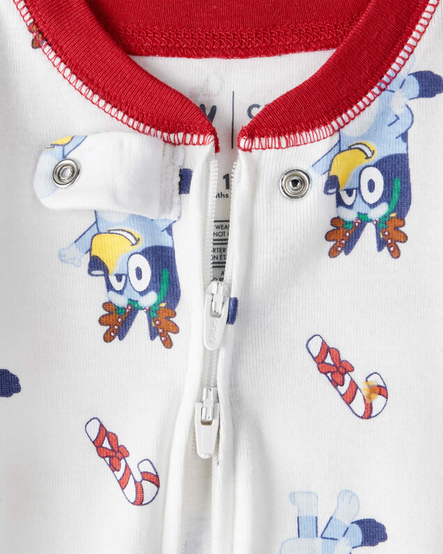 Product image 2 of Baby Bluey™ Print 100% Cotton Long-Sleeve Snug Fit 1-Piece Pajamas - White