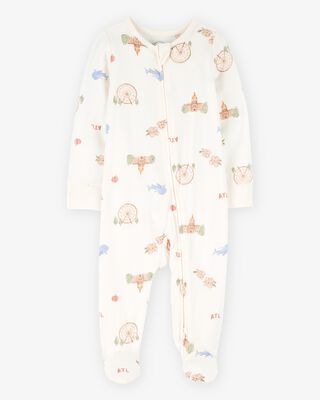 Product image 1 of Baby Atlanta Print 2-Way Zip PurelySoft Sleep & Play Pajamas - Ivory
