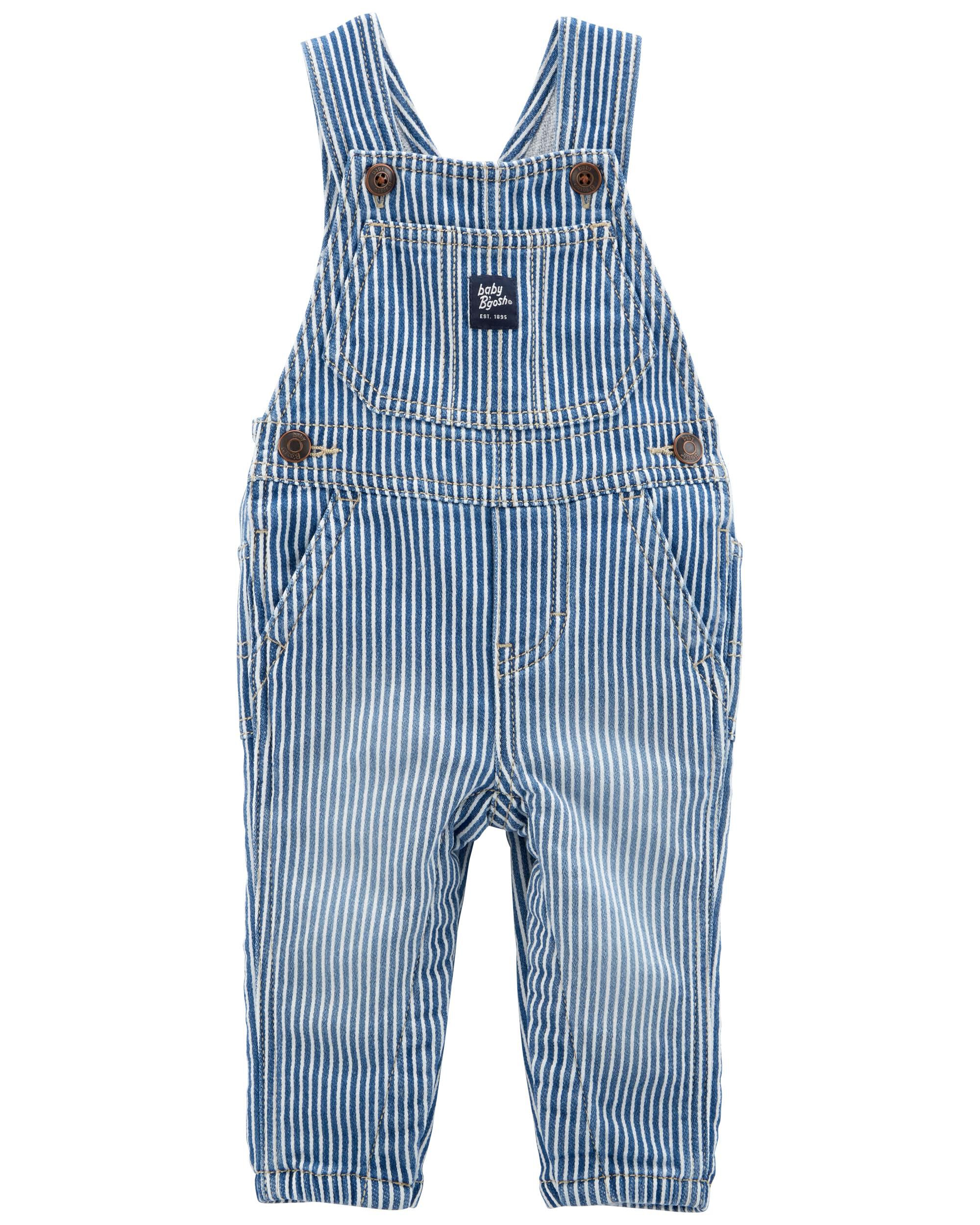 Baby Knit-Like Denim Hickory Stripe Overalls - OshKosh