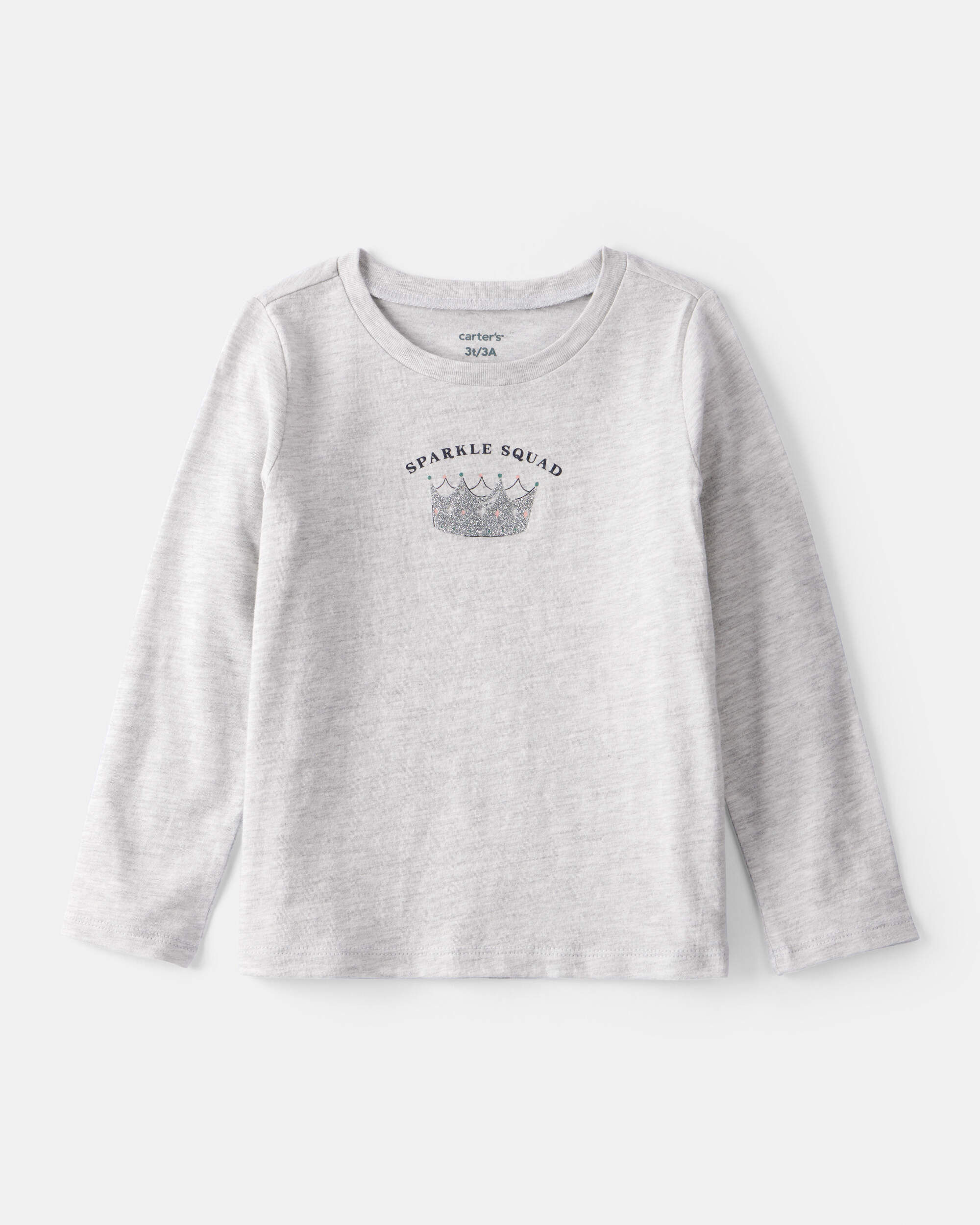 Carters toddler girl sparkle squad long-sleeve graphic tee 2T Grey 3$