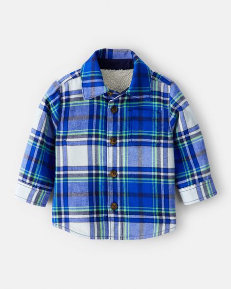baby boy plaid shera lined fashion jacket - blue