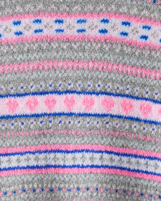 Product image 2 of Girls Fairisle Sweater - Grey/Pink