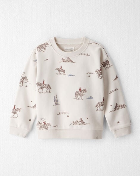 Toddler French Terry Sweatshirt Made with Organic Cotton in Western Rodeo Print