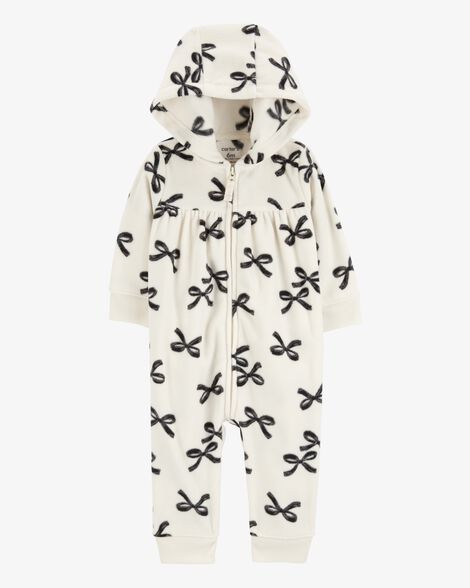 Product image 1 of Baby Bows Hooded Zip-Up Fleece Jumpsuit