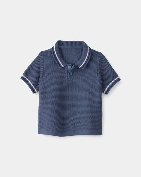 Baby Boy Sweater Polo Shirt - Navy