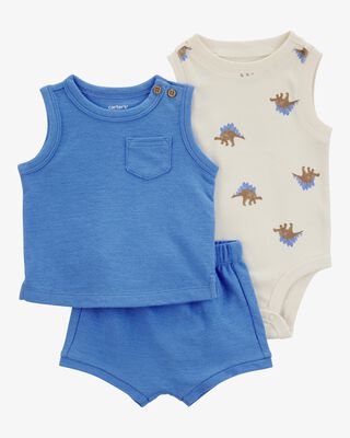 Product image 1 of Baby 3-Piece Dinosaur Little Short Set