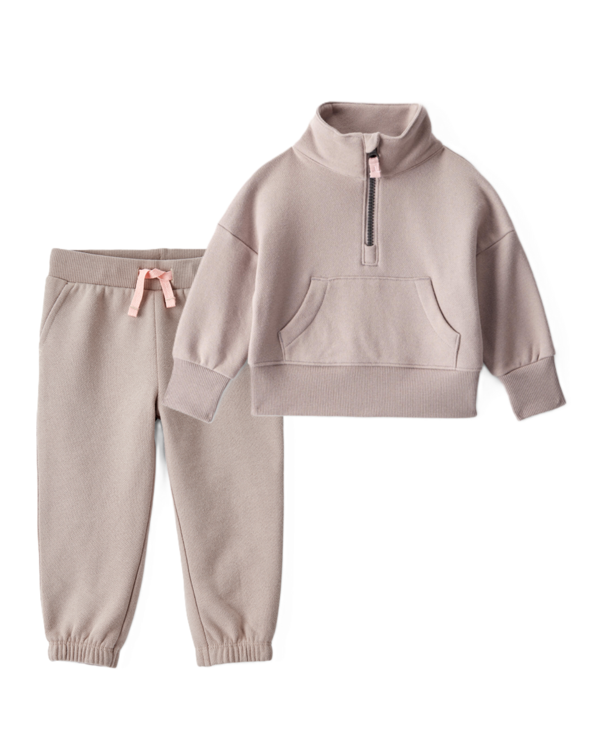 Toddler Girl 2-Piece Daydream Fleece Quarter-Zip Sweatshirt & Joggers Set - Brown