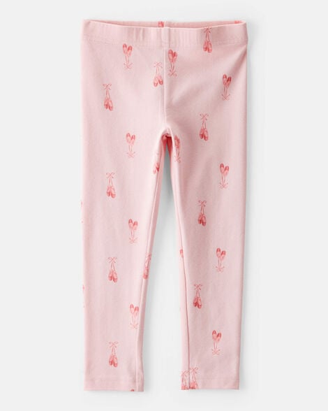 toddler girl cotton ballerina stretch leggings - pink