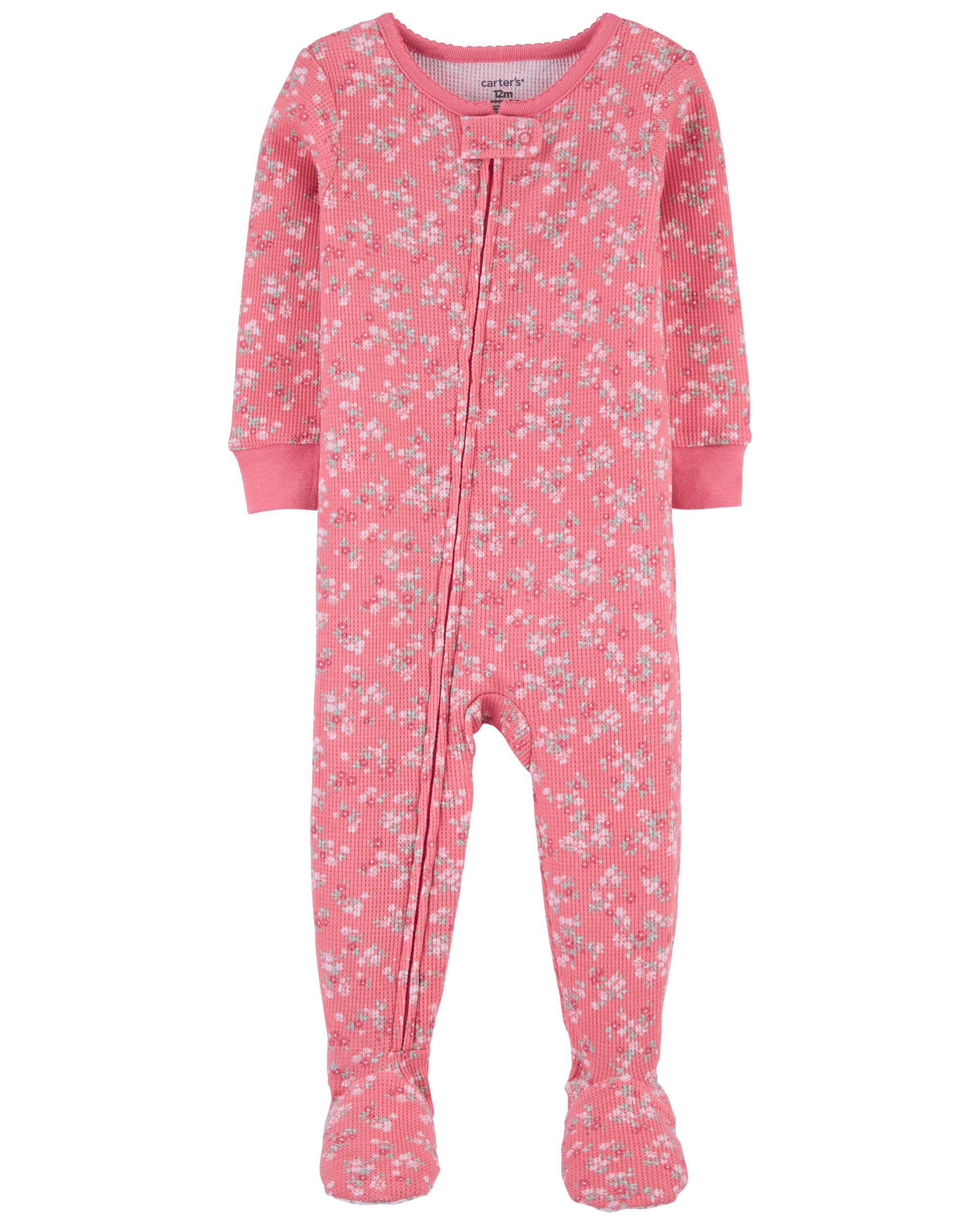Carters NWT 24 Months Pink Monkey Ice Skating Hearts Footed Fleece Pajama Girls 
