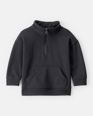 Product image 1 of Baby Boy Solid Fleece Quarter Zip Sweatshirt - Black