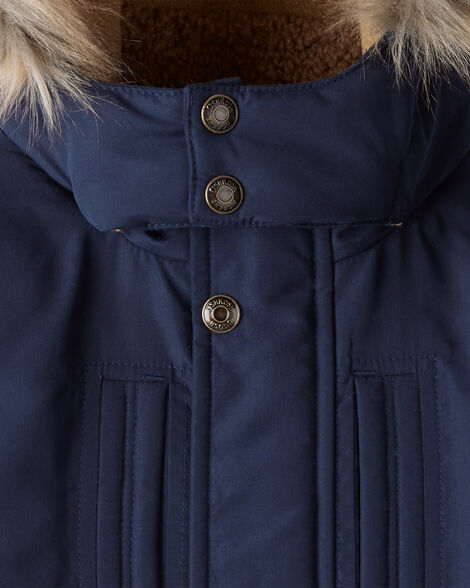 Boys Hooded Heavyweight Winter Jacket - Navy