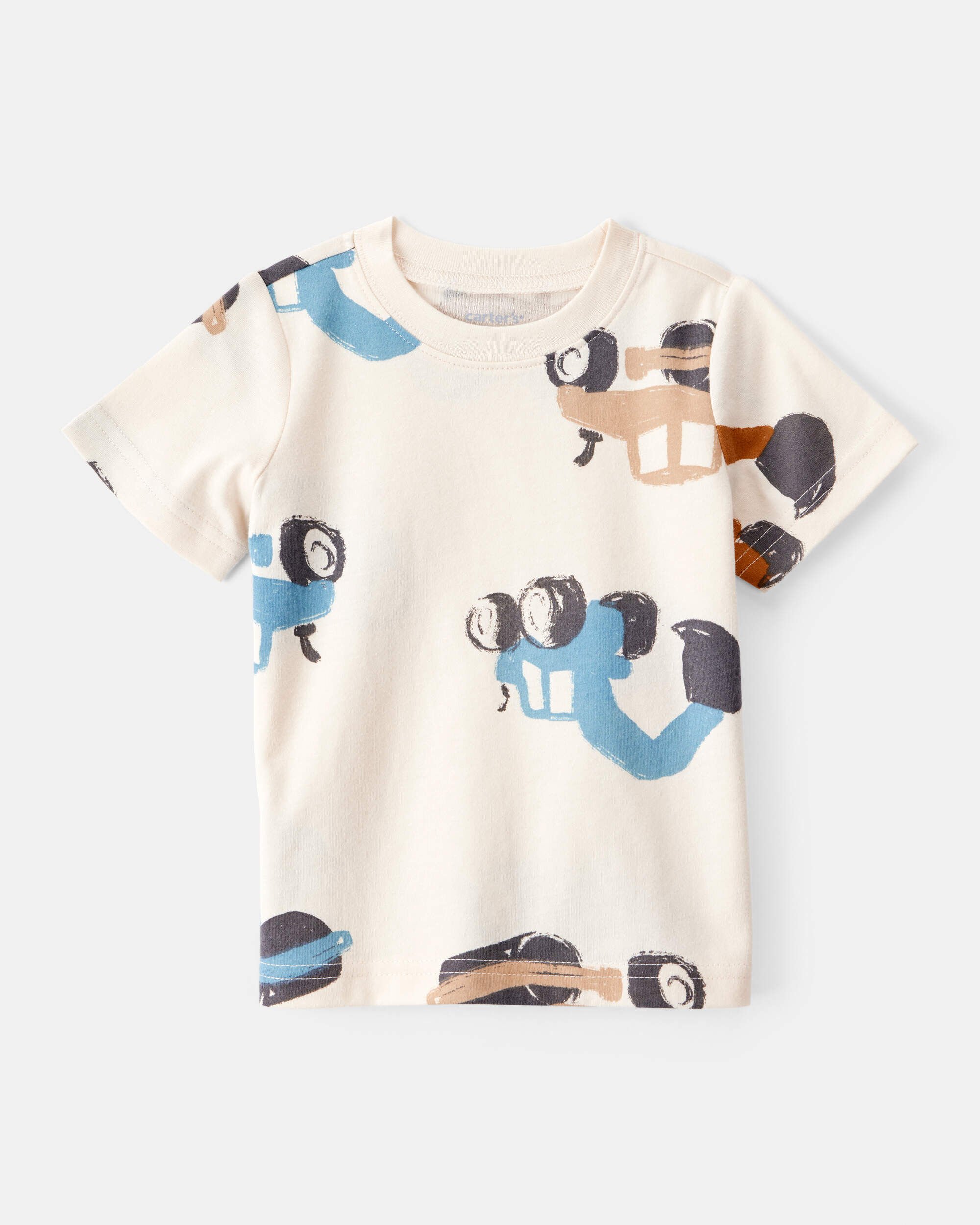 Baby Boy Construction Print Short-Sleeve Tee - Cream