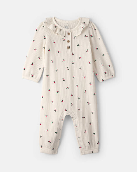 baby girl holly thermal long-sleeve jumpsuit - cream