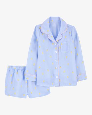 Product image 1 of Kid Lemon Print Loose Fit 2-Piece Pajamas - Blue