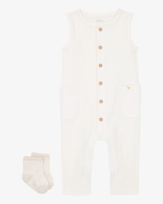 Product image 1 of Baby 2-Piece Jumpsuit & Sock Set - Ivory