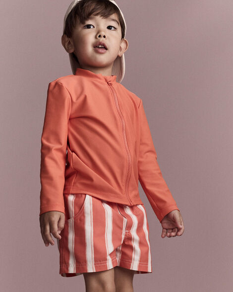 Toddler Boy Striped Swim Trunks - Orange