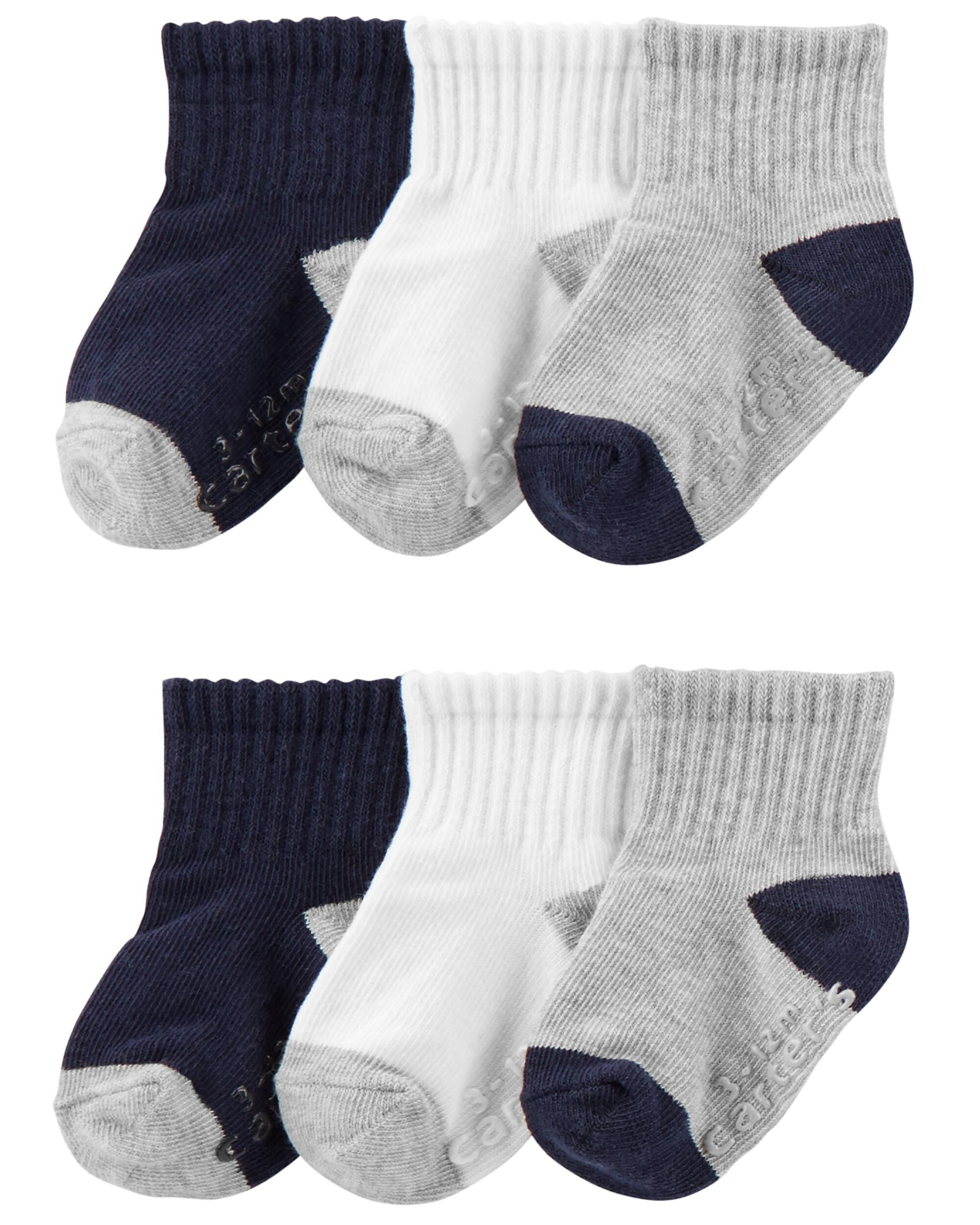 6 Pairs Carter's Infant Toddler Booties Crew Socks Multiple Styles & Sizes