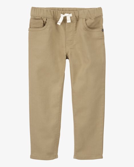 TAUPE DENIM PANTS WITH ELASTIC WAIST, BABY TAUPE DENIM PANTS WITH ELASTIC WAIST, BABY