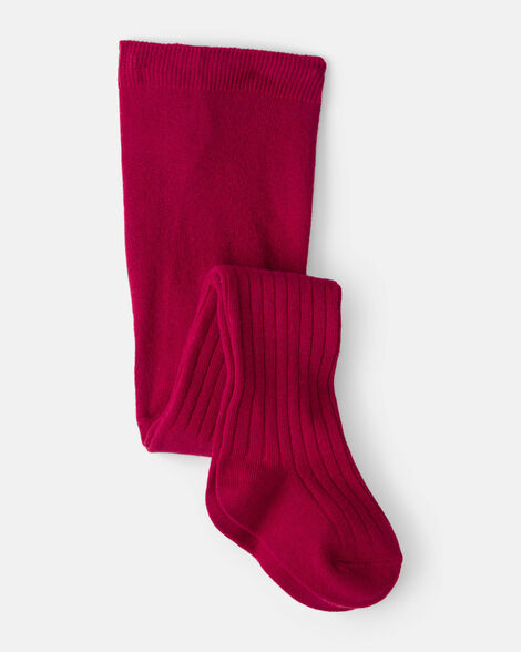toddler girl rib tights - red